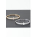 Gold Plated Pearl And Cz Pave Clover Bangle Bracelet - Designer Style - CC-WH2001189