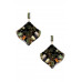 Acetate Crystal-studded Square Dangle Earring - CC-55175
