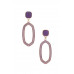 Beaded Oval Post Drop Earring - Designer Style - CC-54580