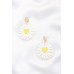 Daisy Printed Round Ac Drop Earriing - Designer Style - CC-56726