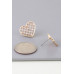 Pearl Quilt Heart Stud Earrings - Designer Style - CC-WH2000958