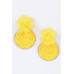 Faux Straw Fabric Flower Earring - Designer Style - CC-WH2001042