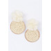 Faux Straw Fabric Flower Earring - Designer Style - CC-WH2001042