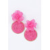 Faux Straw Fabric Flower Earring - Designer Style - CC-WH2001042