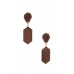 Geometric Wood Post Drop Earring - Designer Style - CC-55248