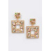 Double Square Bejeweled Earring - Designer Style - CC-WH2001117