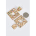 Double Square Bejeweled Earring - Designer Style - CC-WH2001117