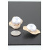 Etched Stone Statement Stud Earrings - Designer Style - CC-WH2001168