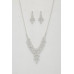 Leaf Pattern Crystal Necklace - Designer Style - CC-57574