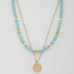 Coin Wood Bead Layered Necklace - Designer Style - CC-57644
