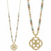 Flower Geometric Pendant Wood Bead Necklace - Designer Style - CC-57648