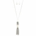 Cube Crystal-studded Linked Tassel Necklace - CC-58187