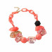 Chunky Beaded Oval Link Necklace - Designer Style - CC-57791