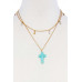 Double Layered Cross Pendant Linked Necklace - CC-51600