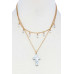 Double Layered Cross Pendant Linked Necklace - CC-51600