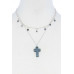Double Layered Cross Pendant Linked Necklace - CC-51600