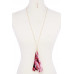Tye Dye Fabric Tassel Necklace - Designer Style - CC-52744