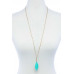 Style Oval Stone Pendant Long Necklace - Designer Style - CC-51608