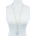 Style Oval Stone Pendant Long Necklace - Designer Style - CC-51608