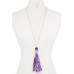 Checkered Pattern Fabric Tassel Necklace - Designer Style - CC-52745