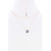 2 Layered Linked Alloy Square Marbling Stone Pendant Necklace - CC-52972