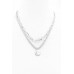 2 Layered Alloy Linked Round Pendant Necklace - CC-54206