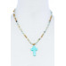 Chic Beaded And Cross Pendant Necklace - Designer Style - CC-51551