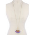 Half Round Tassel Pendant Necklace - CC-37471