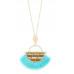 Half Round Tassel Pendant Necklace - CC-37471