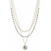 3 Layered Alloy Crystal Bead Linked Hexagon Leopard Pendant Necklace - CC-55623