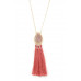 Teardrop Shape Tassel Pendant Necklace - Designer Style - CC-37435