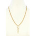 Oval Charm Curb Link Alloy Necklace - CC-53357