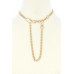Oval Charm Curb Link Alloy Necklace - CC-53357
