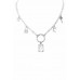 Alloy Linked Crystal Stone Lock And Key Dangle Necklace - CC-55028
