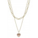 Alloy Linked Heart Pendant 2 Layered Necklace - CC-55619