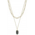 2 Layered Alloy Linked Stone Pendant Necklace - CC-55620