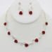 Crystal-studded Rose Necklace Earring Set - CC-59189