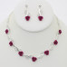 Crystal-studded Rose Necklace Earring Set - CC-59189