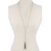 Cut Out Long Oval Bead Tassel Pendant Necklace - Designer Style - CC-37440