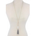 Cut Out Long Oval Bead Tassel Pendant Necklace - Designer Style - CC-37440