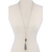 Cut Out Long Oval Bead Tassel Pendant Necklace - Designer Style - CC-37440