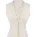 Cut Out Long Oval Bead Tassel Pendant Necklace - Designer Style - CC-37440