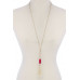 Cut Out Long Oval Bead Tassel Pendant Necklace - Designer Style - CC-37440