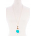 Marbling Natural Stone Pendant Long Necklace - Designer Style - CC-52513