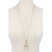 Double horn natural stone pendant necklace - Designer Style - CC-36948