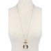 Double horn natural stone pendant necklace - Designer Style - CC-36948