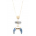 Double horn natural stone pendant necklace - Designer Style - CC-36948