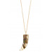 Elongated single horn pendant necklace - Designer Style - CC-36757