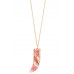 Elongated single horn pendant necklace - Designer Style - CC-36757