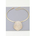 Crystal-studded Plate Choker Necklace - CC-WH2001471